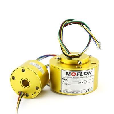 calidad  Aluminum Alloy Moflon Electrical Rotary Joints Through Slip Ring Rotating Electrical Connector Through Hole Bored Slip Ring With 1-500 Wires 2A fábrica